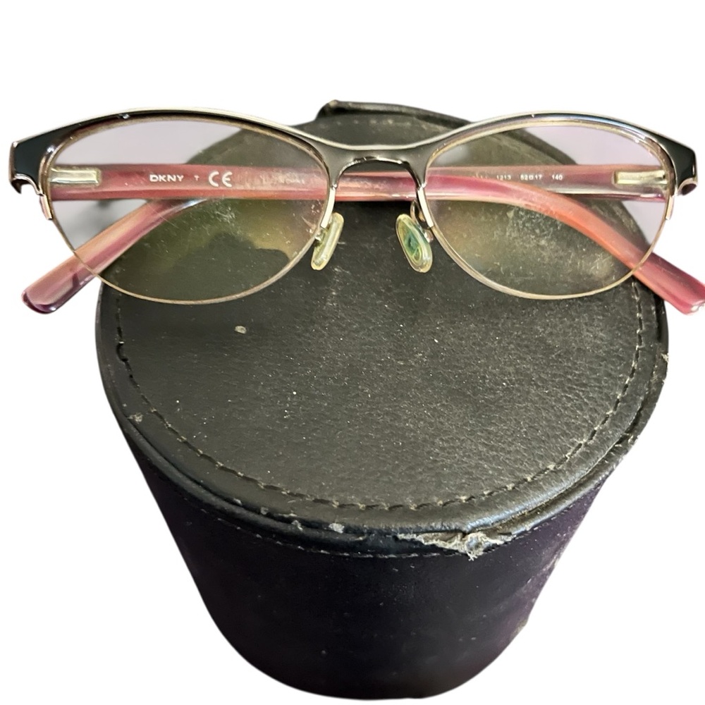 DKNY by Donna Karen Pink and Silver Semi-Rimless cat eye frames glasses